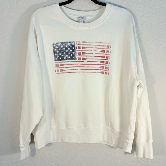 J.Crew Crewneck Sweatshirt Large – USA Flag Graphic Oars Red White Blue - Picture 1 of 5